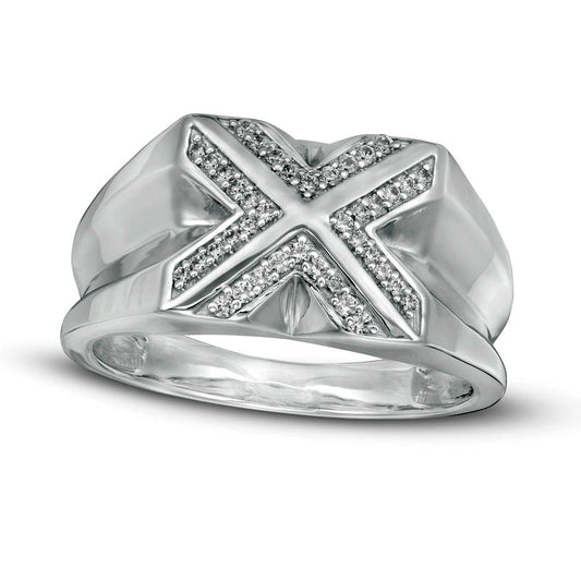 Men's 0.25 CT. T.W. Natural Diamond "X" Ring in Sterling Silver