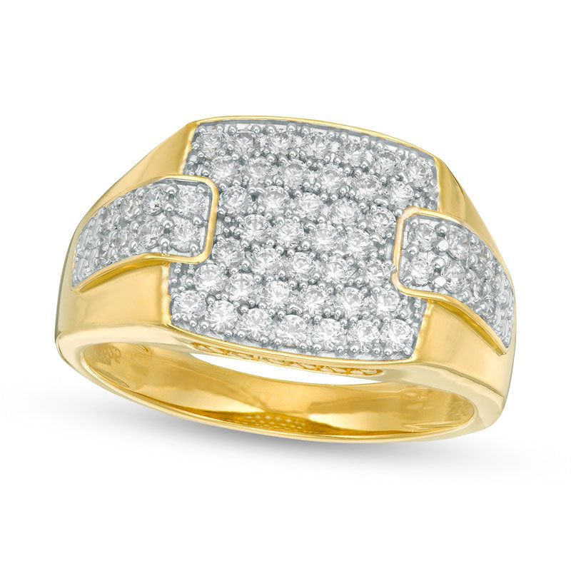 Men's 1.0 CT. T.W. Composite Natural Diamond Collar Overlay Ring in Solid 10K Yellow Gold