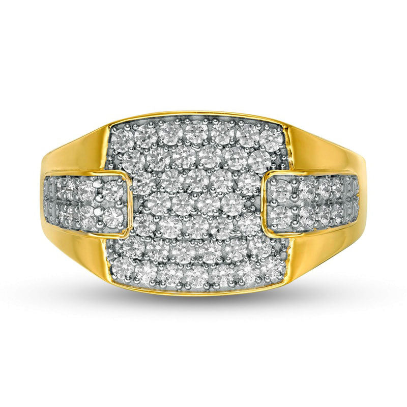 Men's 1.0 CT. T.W. Composite Natural Diamond Collar Overlay Ring in Solid 10K Yellow Gold