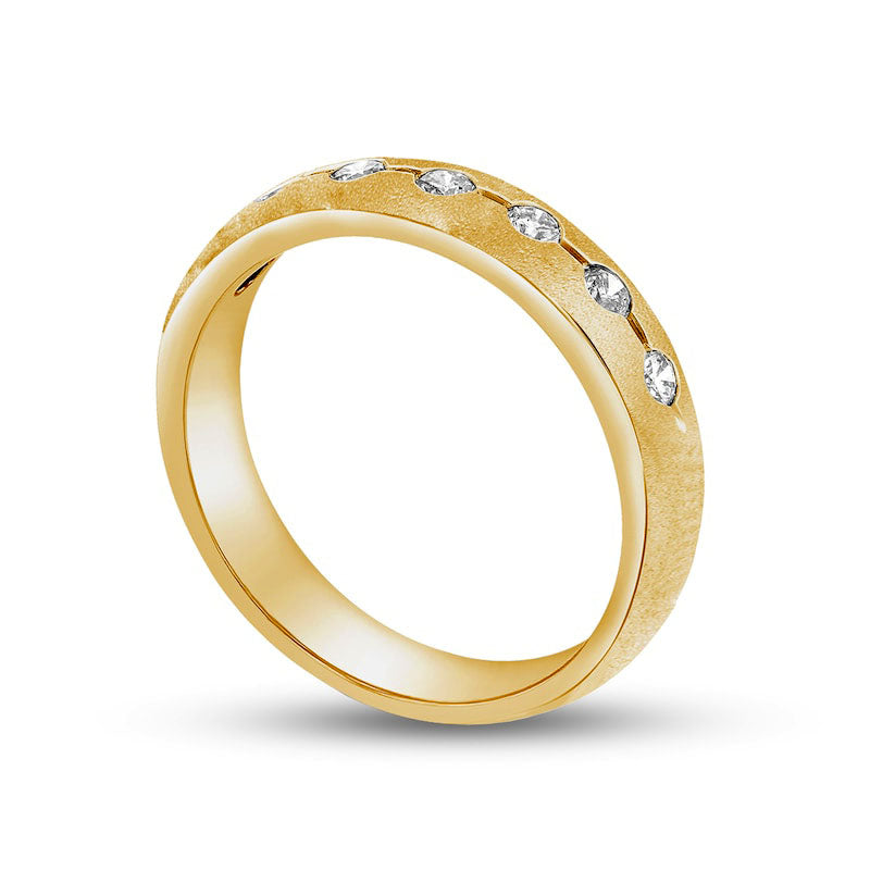 0.33 CT. T.W. Natural Diamond Brushed Wedding Band in Solid 14K Gold (H/SI2)