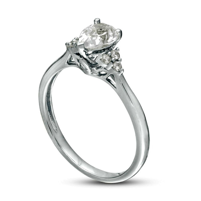 0.63 CT. T.W. Pear-Shaped Natural Diamond Tri-Sides Engagement Ring in Solid 14K White Gold