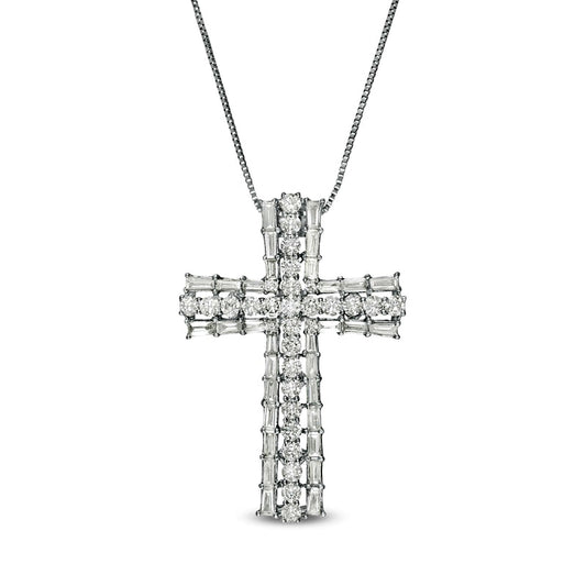 1.33 CT. T.W. Composite Natural Diamond Cross Pendant in 10K White Gold