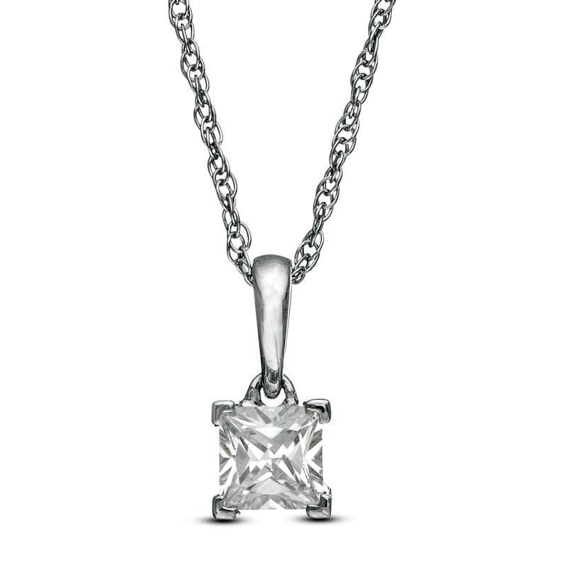 0.5 CT. Princess-Cut Natural Clarity Enhanced Solitaire Pendant in 10K White Gold