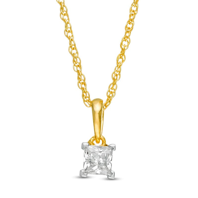 0.25 CT. Princess-Cut Natural Clarity Enhanced Solitaire Pendant in 10K Yellow Gold