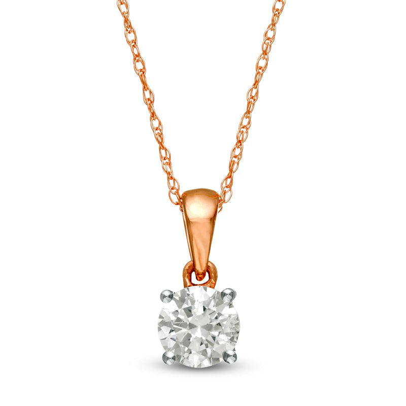 0.5 CT. Natural Clarity Enhanced Solitaire Pendant in 10K Rose Gold