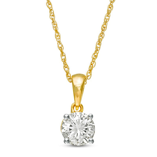 0.75 CT. Natural Clarity Enhanced Solitaire Pendant in 10K Yellow Gold