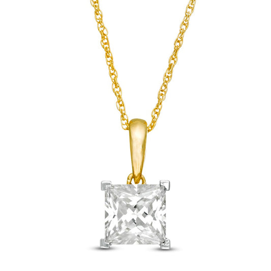 1 CT. Princess-Cut Natural Clarity Enhanced Solitaire Pendant in 10K Yellow Gold