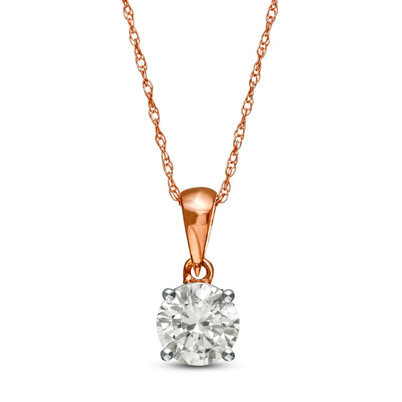 0.75 CT. Natural Clarity Enhanced Solitaire Pendant in 10K Rose Gold