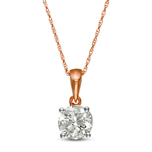 1 CT. Natural Clarity Enhanced Solitaire Pendant in 10K Rose Gold