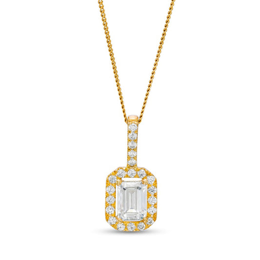 1 CT. T.W. Certified Emerald-Cut Natural Diamond Octagonal Frame Drop Pendant in 14K Gold (I/I1)