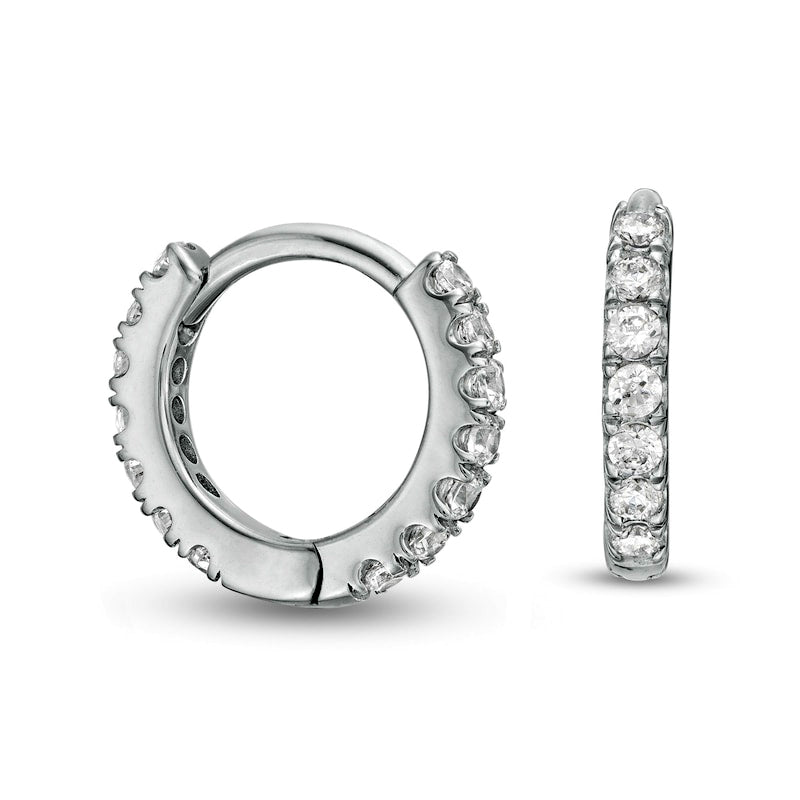 0.25 CT. T.W. Diamond Hoop Earrings in 10K White Gold