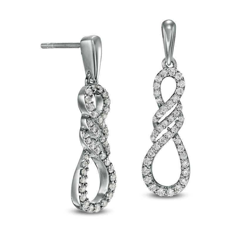 0.33 CT. T.W. Diamond Infinity Flame Drop Earrings in Sterling Silver