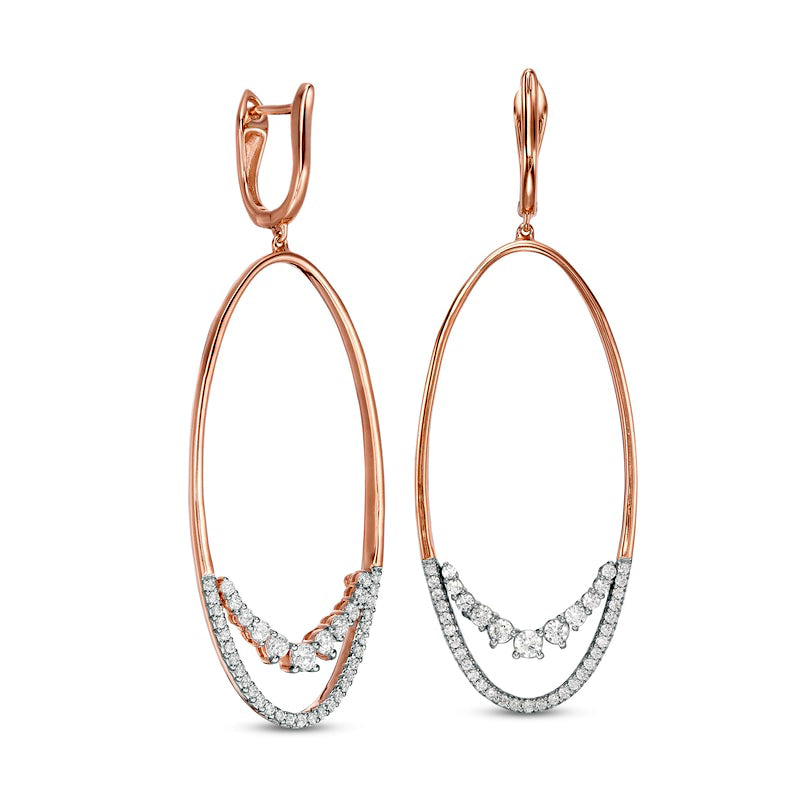 0.75 CT. T.W. Diamond Oval Drop Earrings in 10K Rose Gold