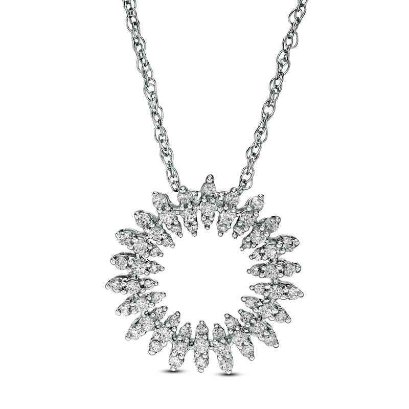 0.5 CT. T.W. Natural Diamond Starburst Pendant in 10K White Gold