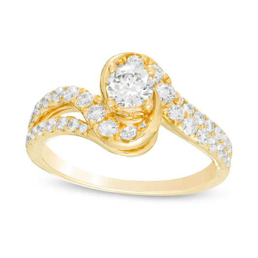 1.0 CT. T.W. Natural Diamond Bypass Engagement Ring in Solid 14K Gold