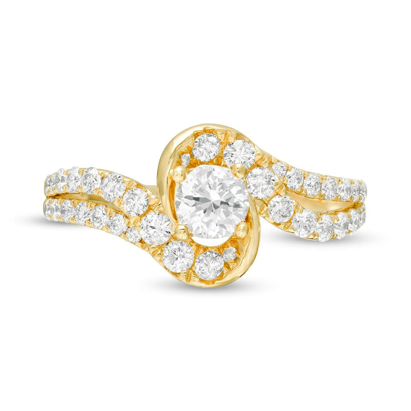 1.0 CT. T.W. Natural Diamond Bypass Engagement Ring in Solid 14K Gold