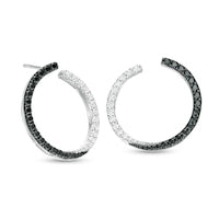 1 CT. T.W. Enhanced Black and White Diamond Drop Earrings in Sterling Silver