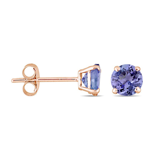 5.0mm Tanzanite Solitaire Stud Earrings in 14K Rose Gold