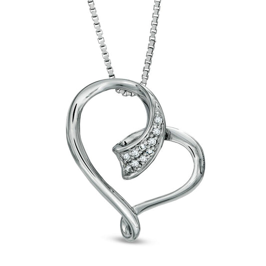 0.05 CT. T.W. Natural Diamond Looping Heart Pendant in Sterling Silver