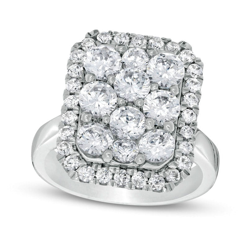 3.0 CT. T.W. Composite Natural Diamond Octagonal Frame Engagement Ring in Solid 10K White Gold