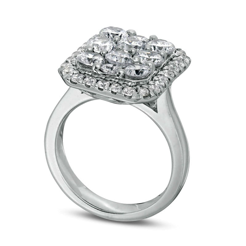 3.0 CT. T.W. Composite Natural Diamond Octagonal Frame Engagement Ring in Solid 10K White Gold