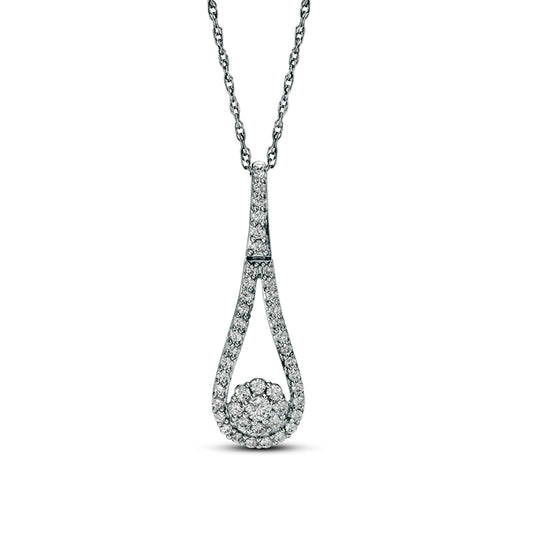 0.5 CT. T.W. Composite Natural Diamond Frame Teardrop Pendant in 10K White Gold