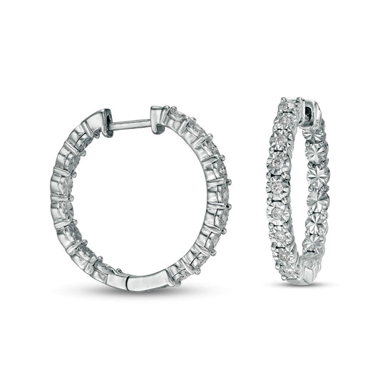 0.25 CT. T.W. Diamond Inside-Out Hoop Earrings in Sterling Silver