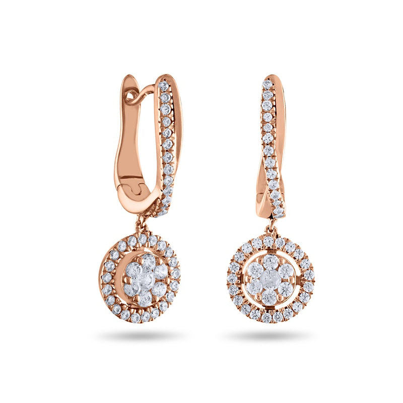 0.5 CT. T.W. Composite Diamond Frame Drop Earrings in 10K Rose Gold