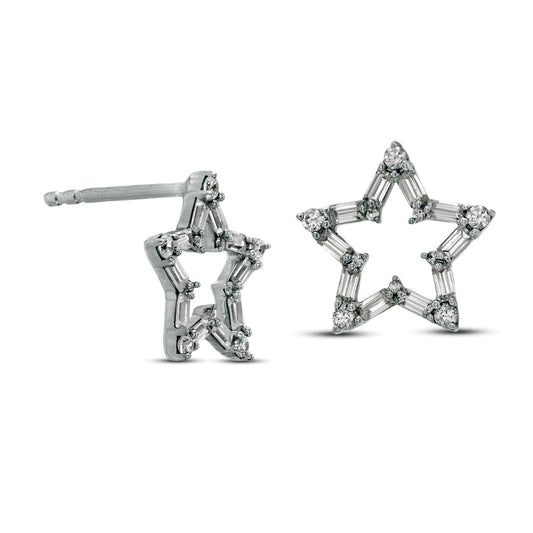 0.33 CT. T.W. Diamond Star Outline Stud Earrings in 10K White Gold