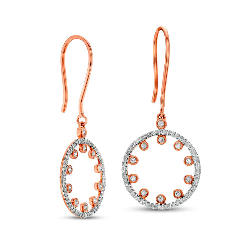 0.33 CT. T.W. Diamond Frame Multi-Circle Drop Earrings in 10K Rose Gold