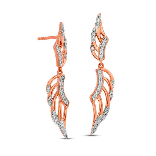 0.25 CT. T.W. Diamond Wing Drop Earrings in 10K Rose Gold