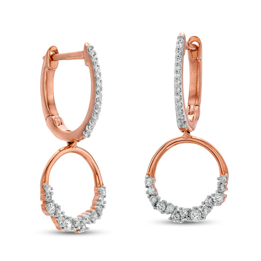 0.25 CT. T.W. Diamond Scatter Circle Drop Earrings in 10K Rose Gold