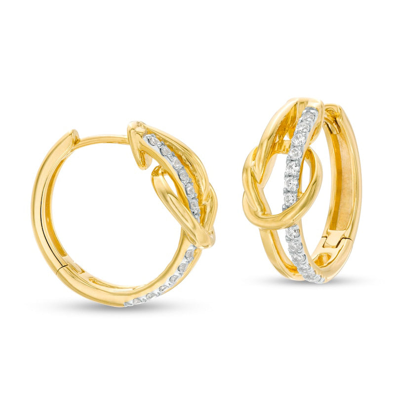 0.2 CT. T.W. Diamond Pretzel Knot Hoop Earrings in 10K Gold