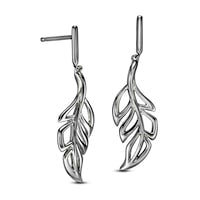 Leaf Cutout Drop Earrings in Sterling Silver