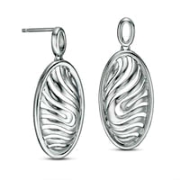 Oval Wave Drop Earrings in Sterling Silver