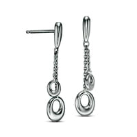 Oval Cutout Chain Drop Earrings in Sterling Silver