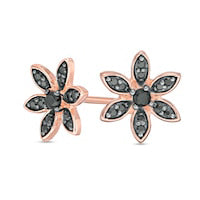 0.2 CT. T.W. Enhanced Black Diamond Flower Stud Earrings in Sterling Silver with 10K Rose Gold Plate