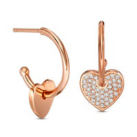 0.25 CT. T.W. Diamond Heart Drop Earrings in Sterling Silver with 10K Rose Gold Plate