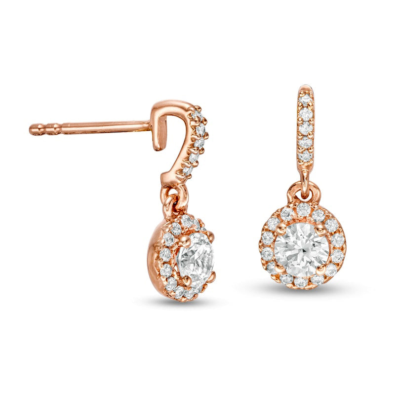 0.63 CT. T.W. Diamond Frame Drop Earrings in 14K Rose Gold