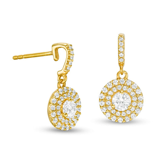 1 CT. T.W. Diamond Double Frame Drop Earrings in 14K Gold