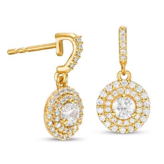 0.88 CT. T.W. Diamond Double Frame Drop Earrings in 14K Gold