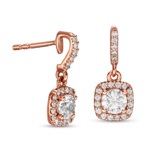 0.75 CT. T.W. Diamond Square Frame Drop Earrings in 14K Rose Gold