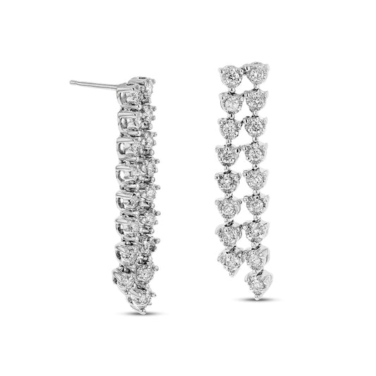 1 CT. T.W. Diamond Double Row Drop Earrings in 14K White Gold (I/I1)