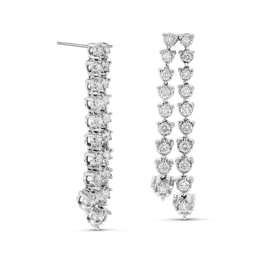 2 CT. T.W. Diamond Double Row Drop Earrings in 14K White Gold (I/I1)