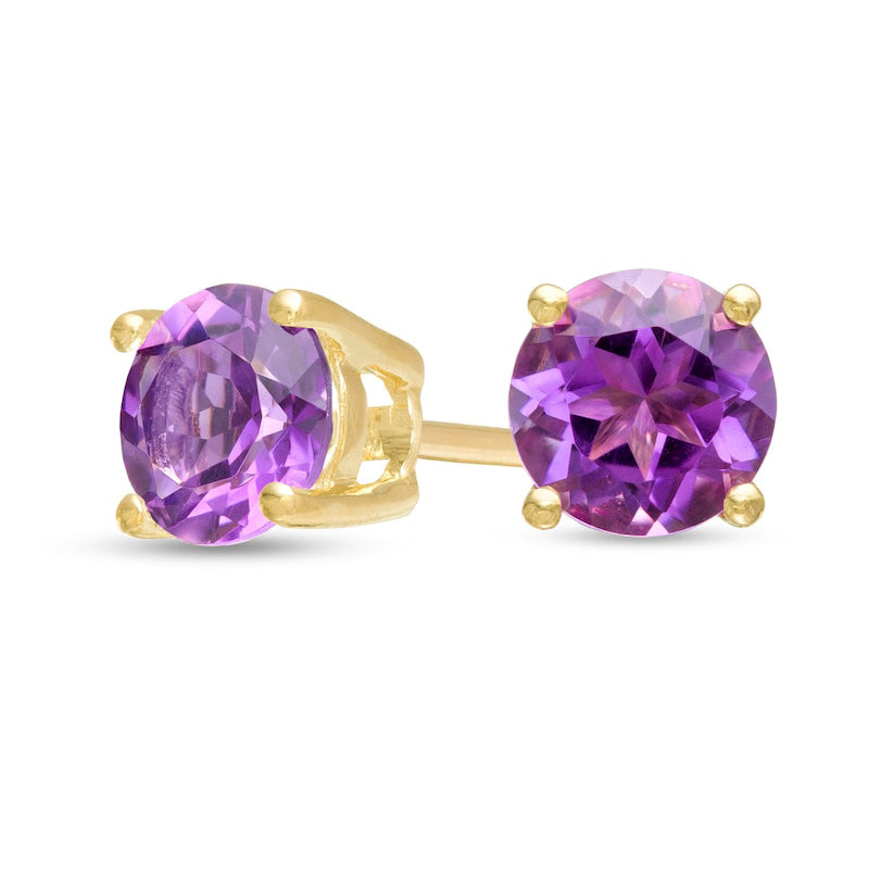 5.0mm Amethyst Solitaire Stud Earrings in 10K Gold