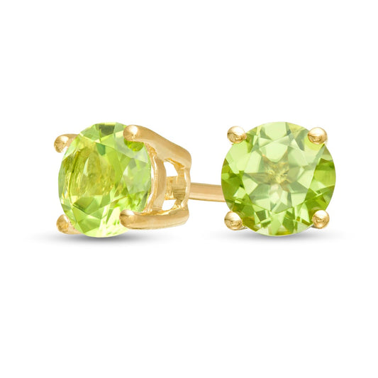 5.0mm Peridot Solitaire Stud Earrings in 10K Gold