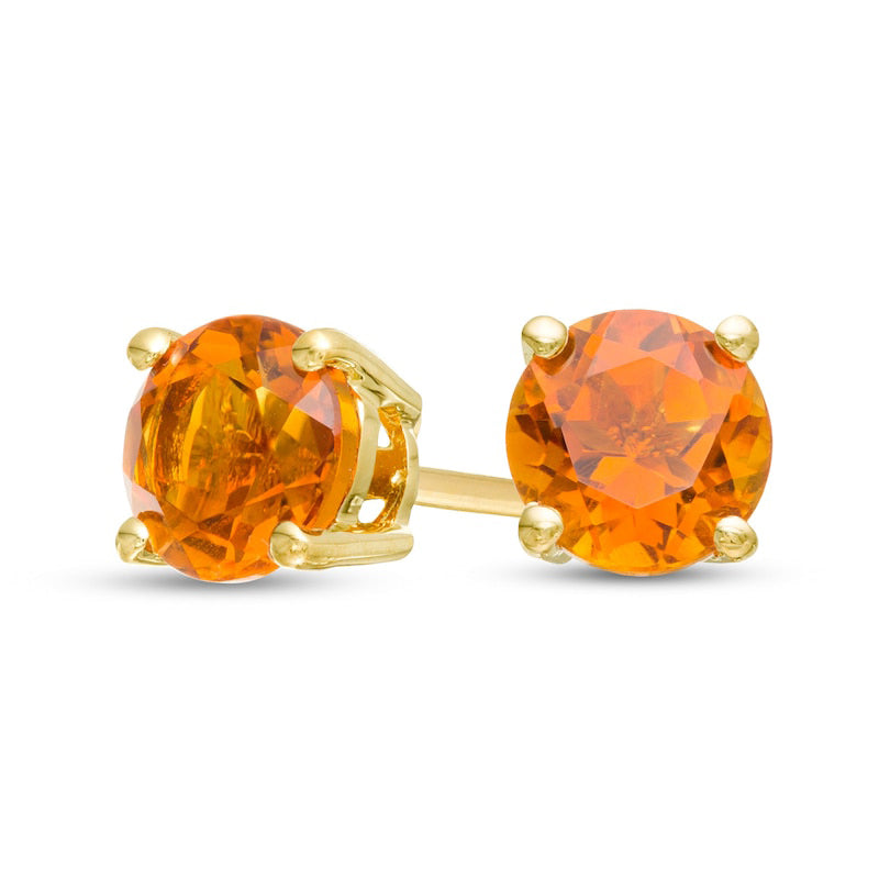 5.0mm Citrine Solitaire Stud Earrings in 10K Gold