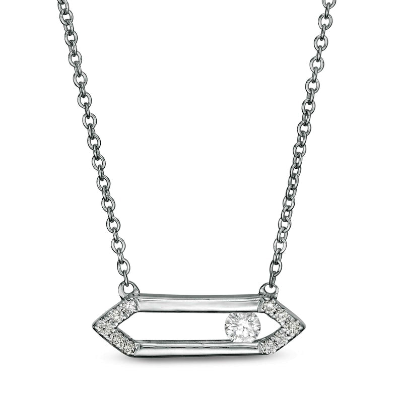 0.1 CT. T.W. Natural Diamond Open Bar Necklace in Sterling Silver