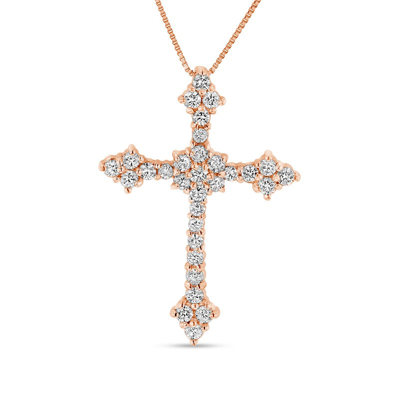 0.75 CT. T.W. Composite Natural Diamond Cross Pendant in 14K Rose Gold (I/I1)