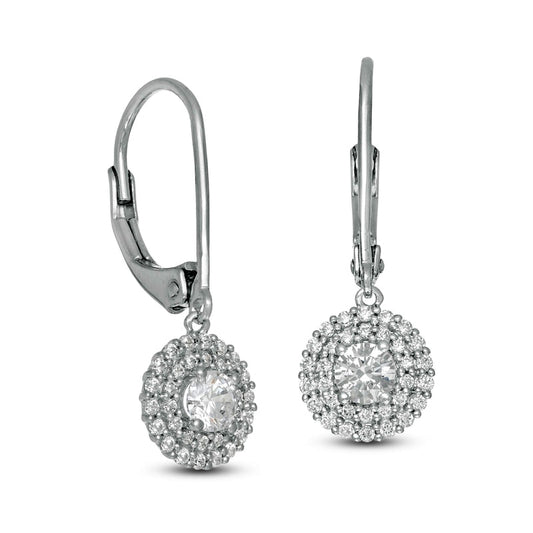 0.63 CT. T.W. Certified Diamond Double Frame Drop Earrings in 14K White Gold (I/I1)